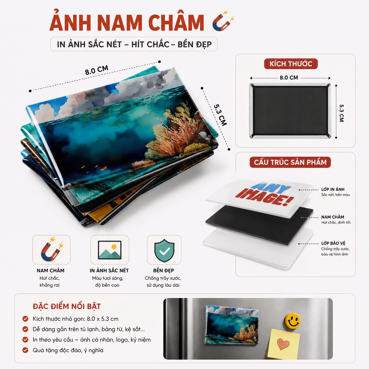 Combo 6 Ảnh Nam Châm Cứng Dập Khuôn 5 lớp